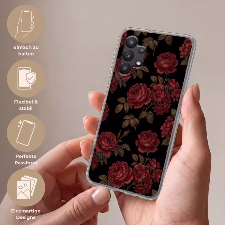 Bloemen - Roos - Patroon - Klassiek - Rood Telefoonhoesje Samsung Galaxy A32 5G klein -sfeer3_DE