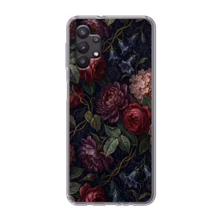 Bloemen - Rood - Klassiek - Donker - Patroon Telefoonhoesje Samsung Galaxy A32 5G klein -3d