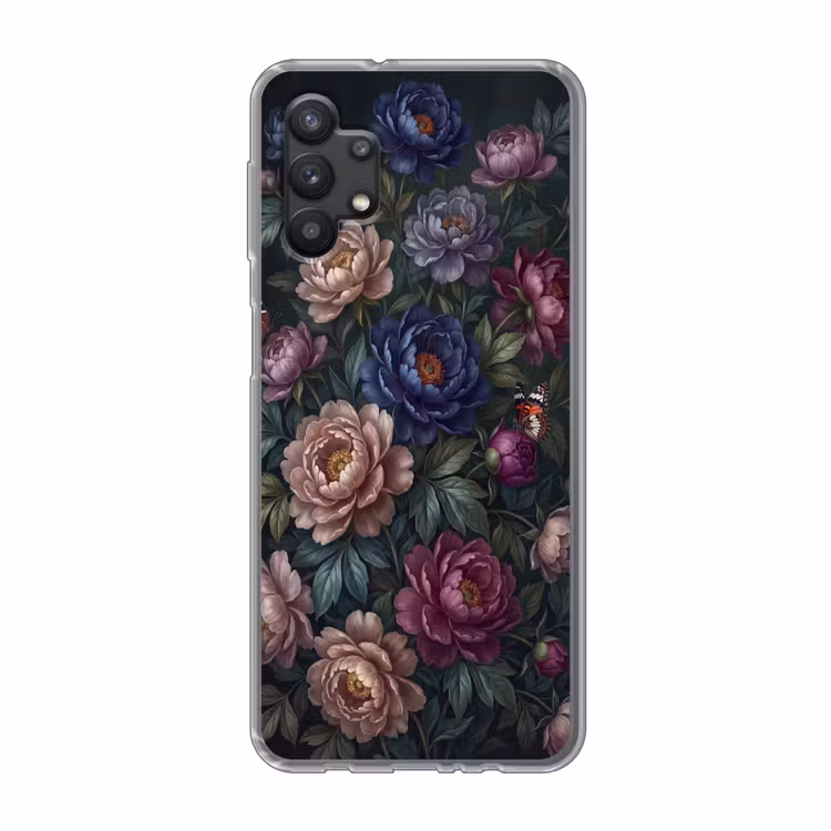 Bloemen - Vlinder - Natuur - Modern - Paars Telefoonhoesje Samsung Galaxy A32 5G klein -3d