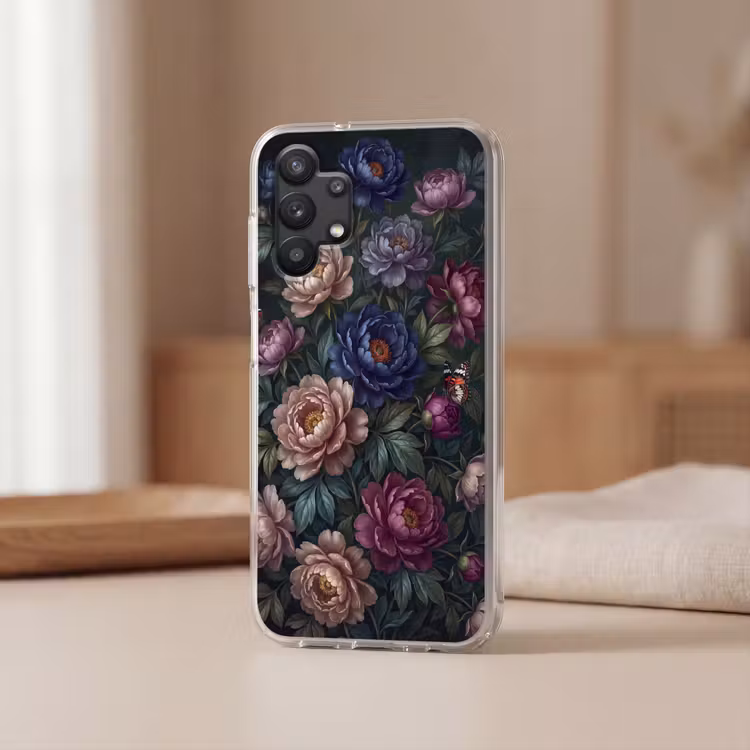 Bloemen - Vlinder - Natuur - Modern - Paars Telefoonhoesje Samsung Galaxy A32 5G klein -sfeer2