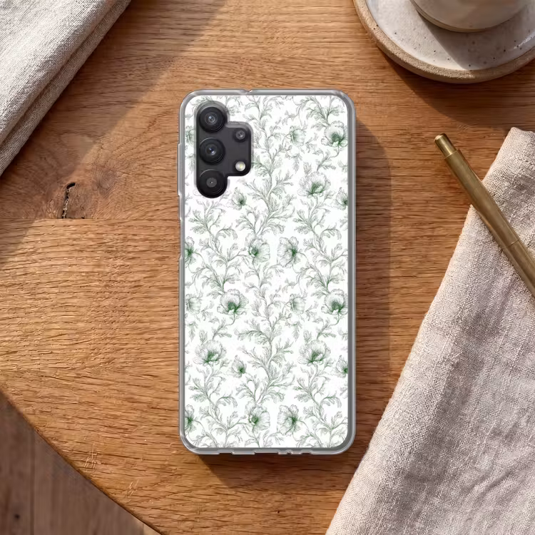 Bloemen - Getekend - Groen Telefoonhoesje Samsung Galaxy A32 5G klein 346 -sfeer1