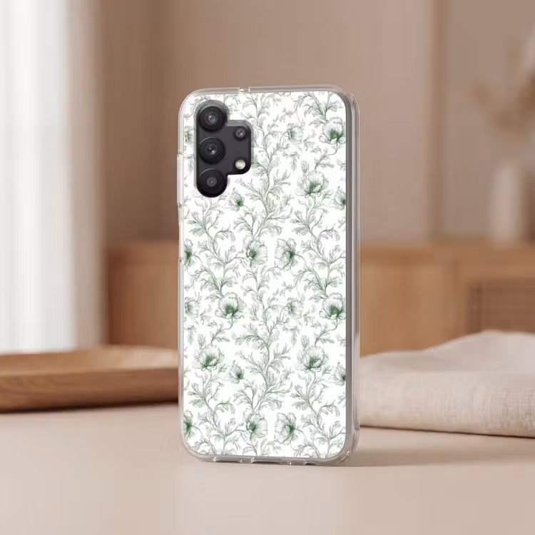 Bloemen - Getekend - Groen Telefoonhoesje Samsung Galaxy A32 5G klein 346 -sfeer2