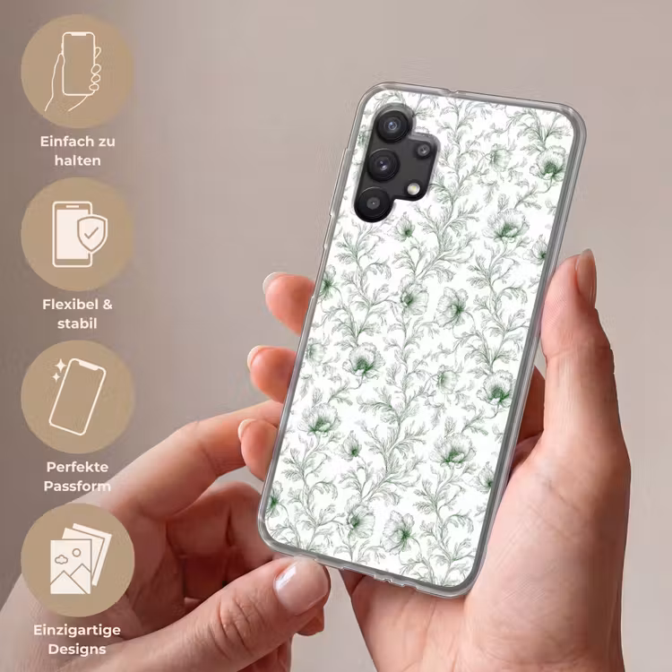 Bloemen - Getekend - Groen Telefoonhoesje Samsung Galaxy A32 5G klein 346 -sfeer3_DE