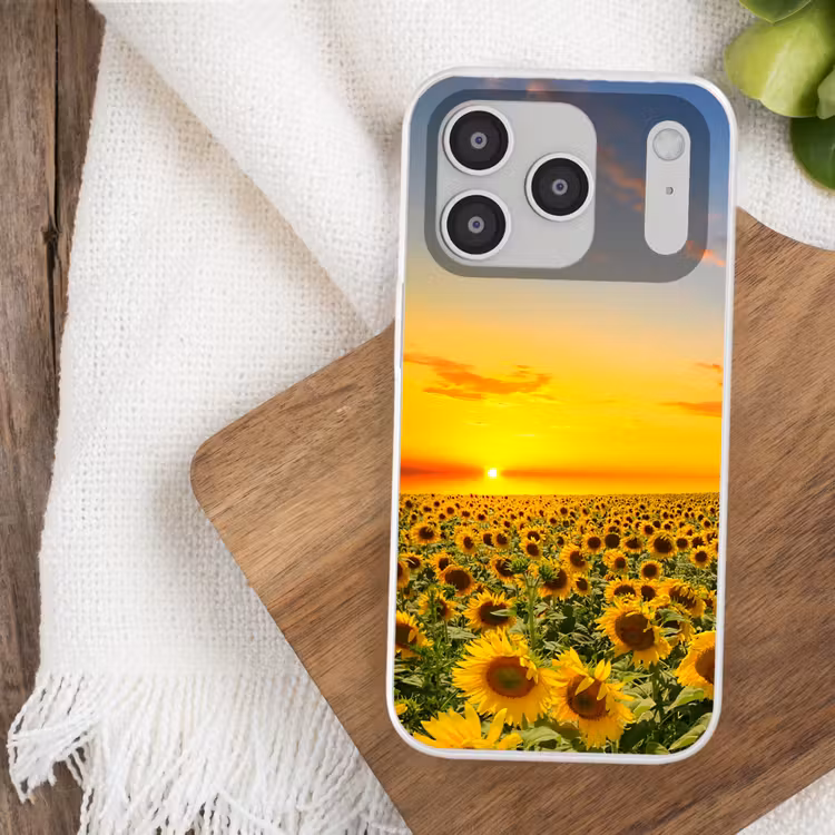 Bloemen - Zonnebloem - Zonsondergang - Nacht - Oranje Telefoonhoesje iPhone 17 Pro klein -sfeer1