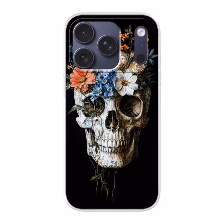 Bloemen - Schedel - Kleurrijk Telefoonhoesje iPhone 17 Pro klein -3d