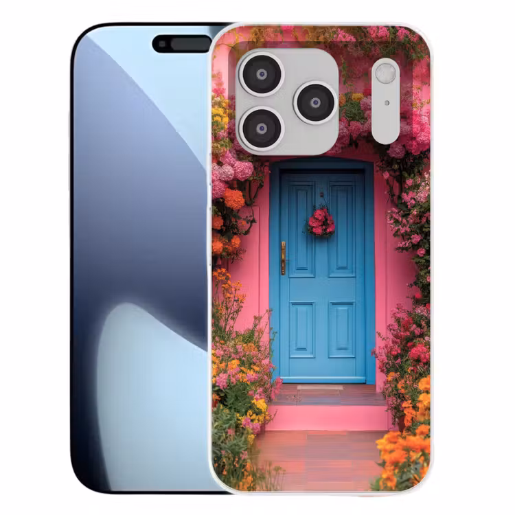Bloemen - Deur - Roze Telefoonhoesje iPhone 17 Pro klein -3d