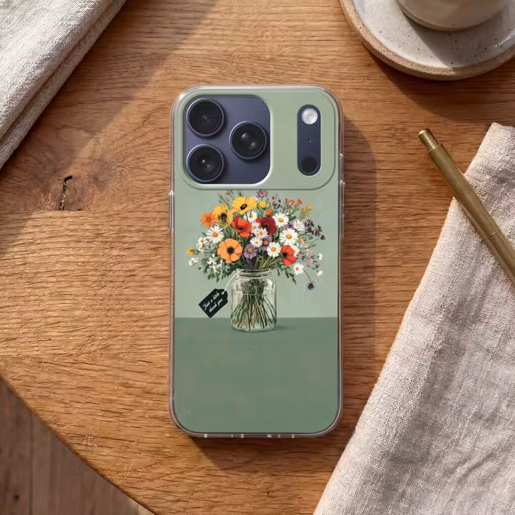 Bloemen - Vaas - Kaartje Telefoonhoesje iPhone 17 Pro klein -sfeer1