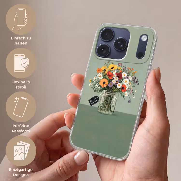 Bloemen - Vaas - Kaartje Telefoonhoesje iPhone 17 Pro klein -sfeer3_DE