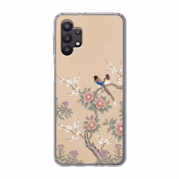 Bloemen - Vogels - Bloemen Telefoonhoesje Samsung Galaxy A32 5G klein -3d