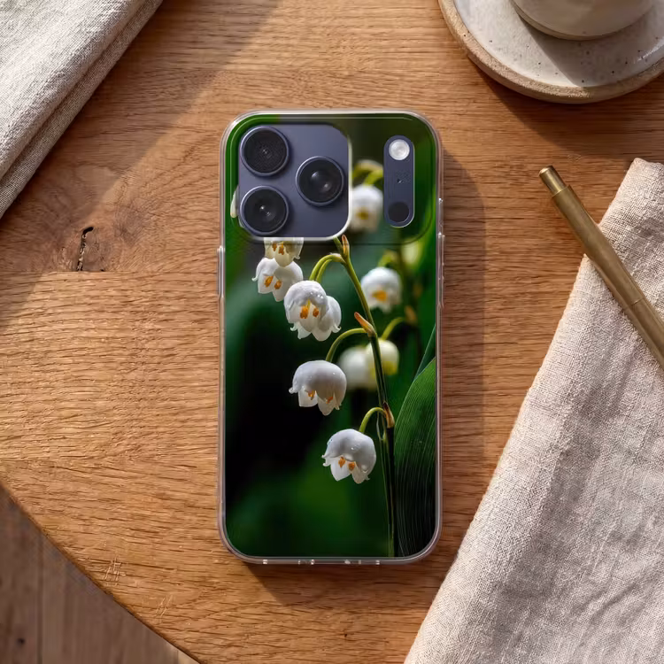 Bloemen - Wit - Bladeren - Lelietjes Telefoonhoesje iPhone 17 Pro klein -sfeer1