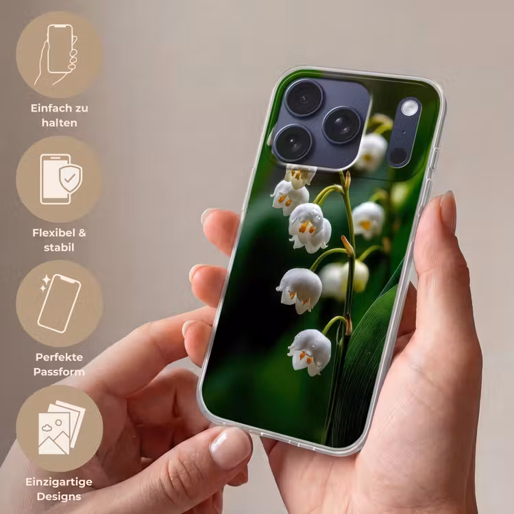 Bloemen - Wit - Bladeren - Lelietjes Telefoonhoesje iPhone 17 Pro klein -sfeer3_DE