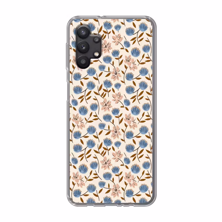 Bloemen - Wild - Blauw Telefoonhoesje Samsung Galaxy A32 5G klein 346 -3d