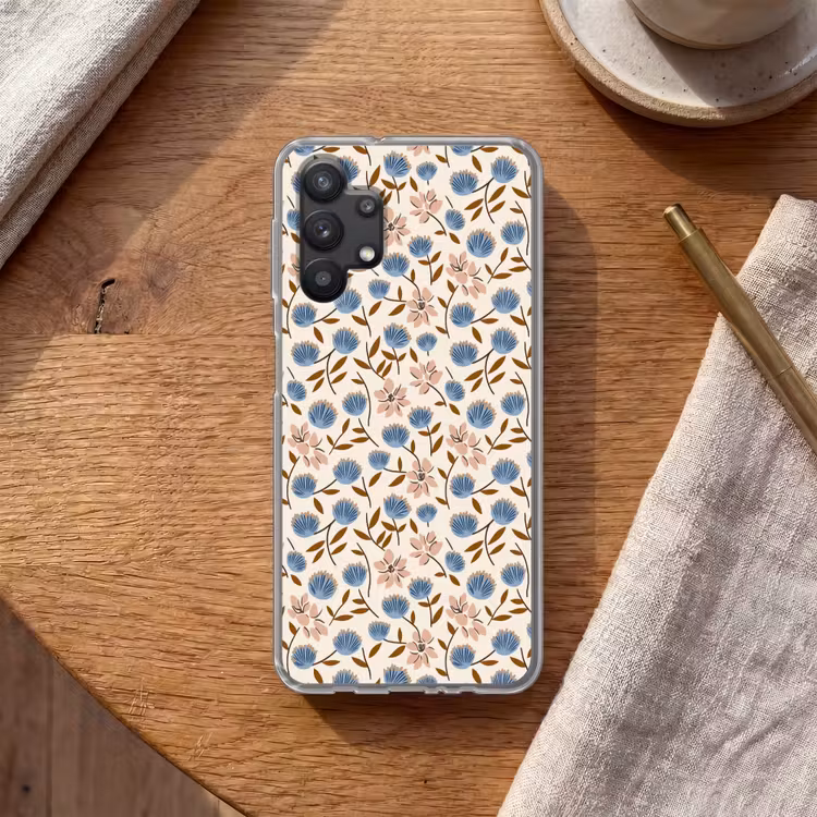 Bloemen - Wild - Blauw Telefoonhoesje Samsung Galaxy A32 5G klein 346 -sfeer1