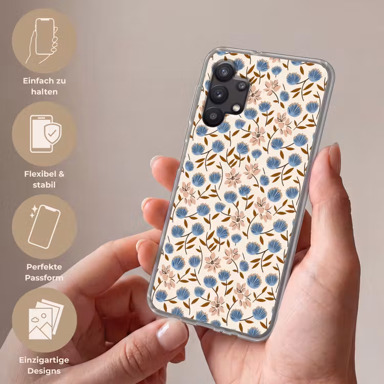 Bloemen - Wild - Blauw Telefoonhoesje Samsung Galaxy A32 5G klein 346 -sfeer3_DE