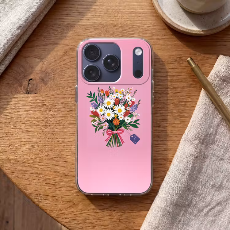 Bloemen - Quote - Kaartje - Kleurrijk Telefoonhoesje iPhone 17 Pro klein -sfeer1