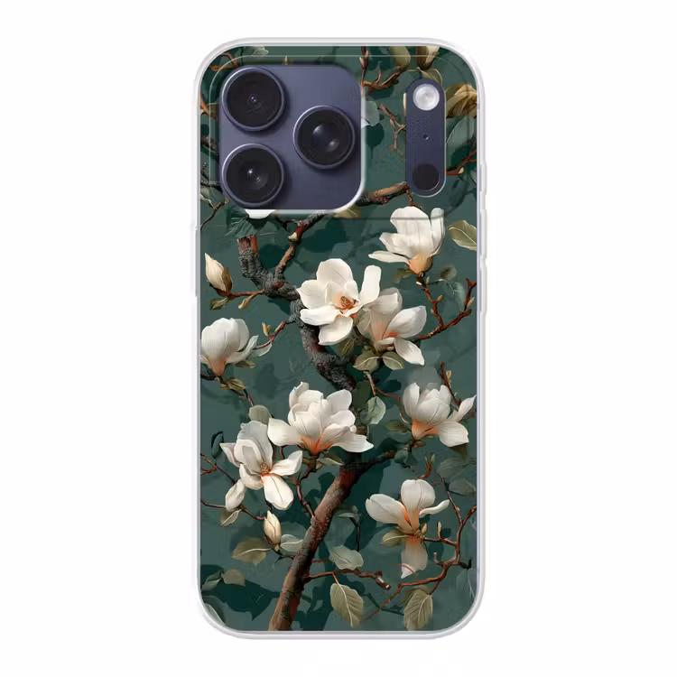 Bloemen - Takken - Wit - Klassiek Telefoonhoesje iPhone 17 Pro klein -3d