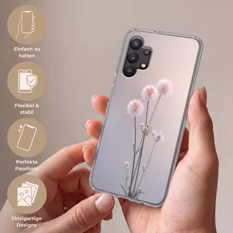 Bloemen - Bollen - Roze Telefoonhoesje Samsung Galaxy A32 5G klein -sfeer3_DE