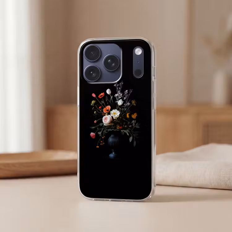 Bloemstuk - Vaas - Zwart Telefoonhoesje iPhone 17 Pro klein -sfeer2