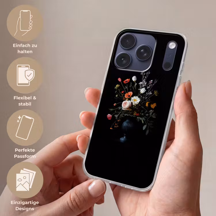 Bloemstuk - Vaas - Zwart Telefoonhoesje iPhone 17 Pro klein -sfeer3_DE