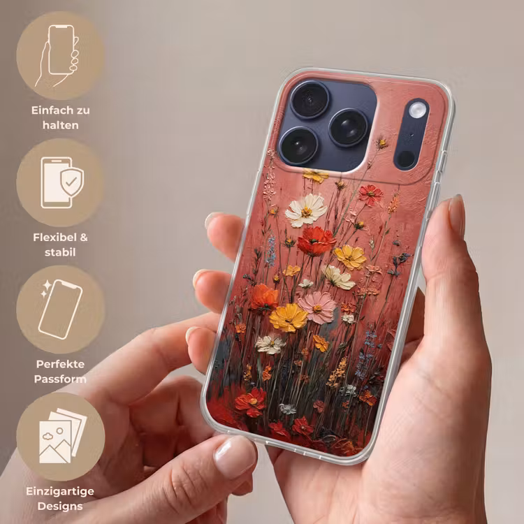 Bloemenboeket - Diepte - Tastbare textuur Telefoonhoesje iPhone 17 Pro klein -sfeer3_DE