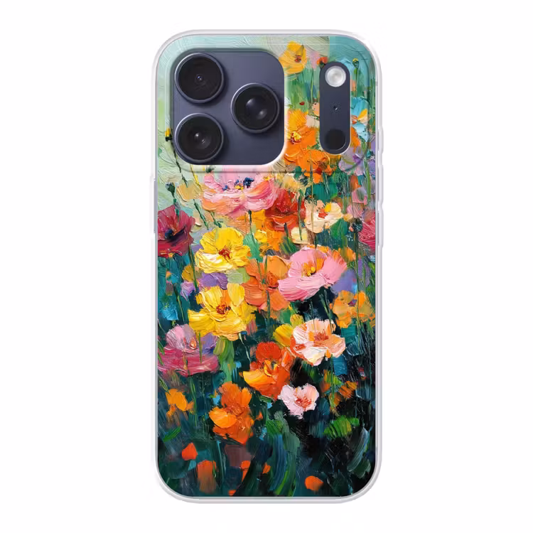 Bloemen explosie - Heldere kleuren - Vrolijk Telefoonhoesje iPhone 17 Pro klein -3d