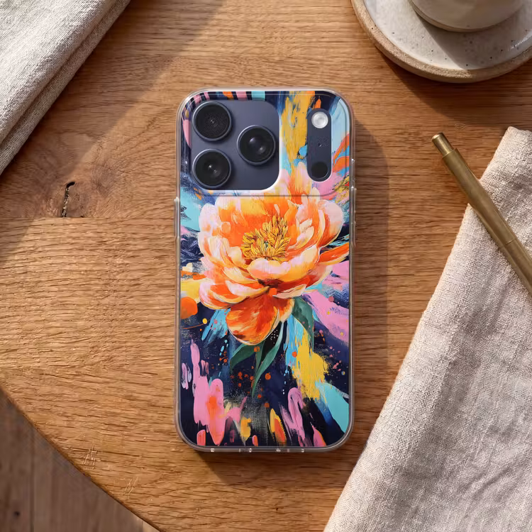 Bloemexplosie - Felle spatten - Dynamisch Telefoonhoesje iPhone 17 Pro klein -sfeer1