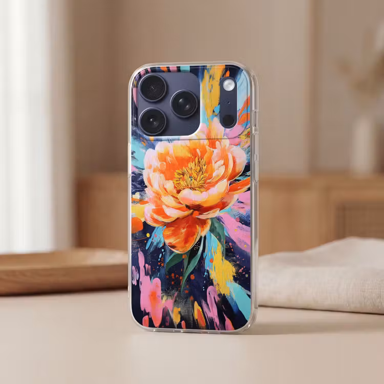 Bloemexplosie - Felle spatten - Dynamisch Telefoonhoesje iPhone 17 Pro klein -sfeer2