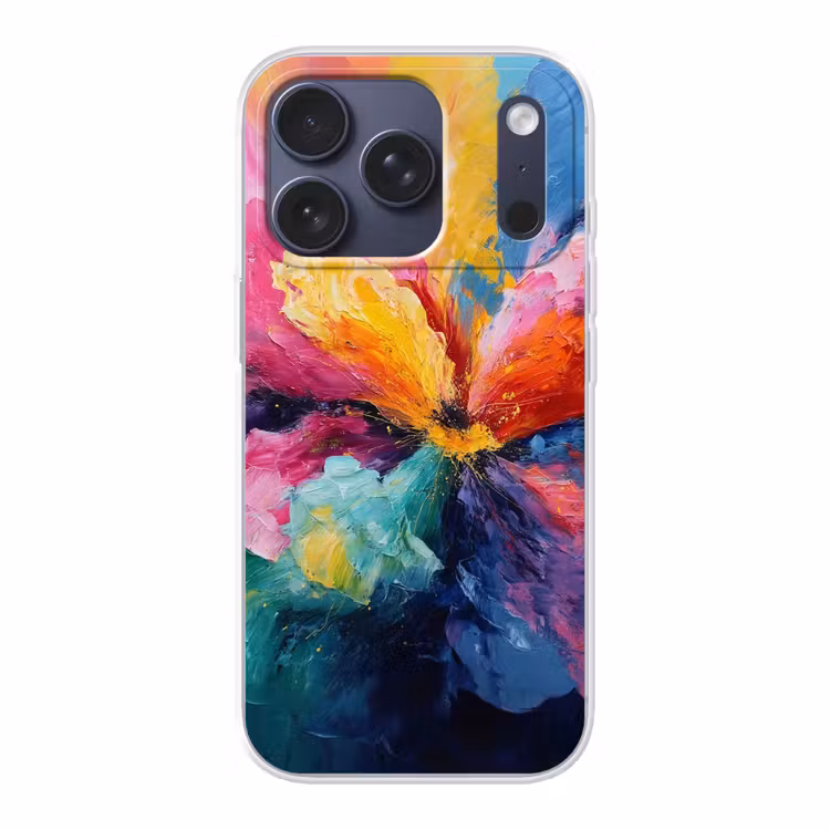 Bloemexplosie - Veelkleurig - Bewegend Telefoonhoesje iPhone 17 Pro klein -3d