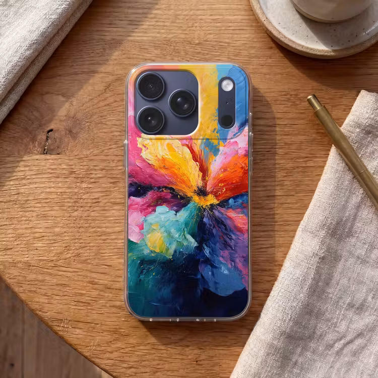 Bloemexplosie - Veelkleurig - Bewegend Telefoonhoesje iPhone 17 Pro klein -sfeer1