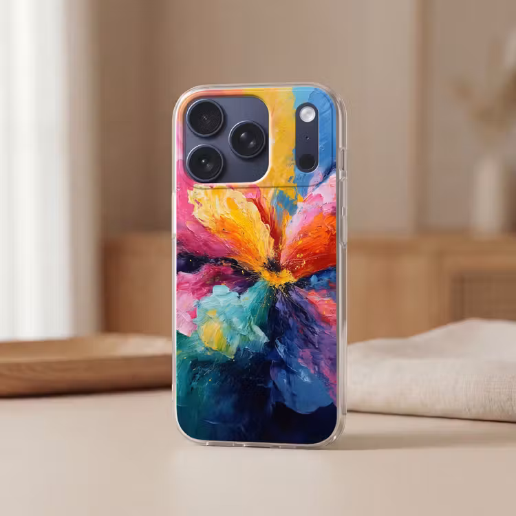 Bloemexplosie - Veelkleurig - Bewegend Telefoonhoesje iPhone 17 Pro klein -sfeer2