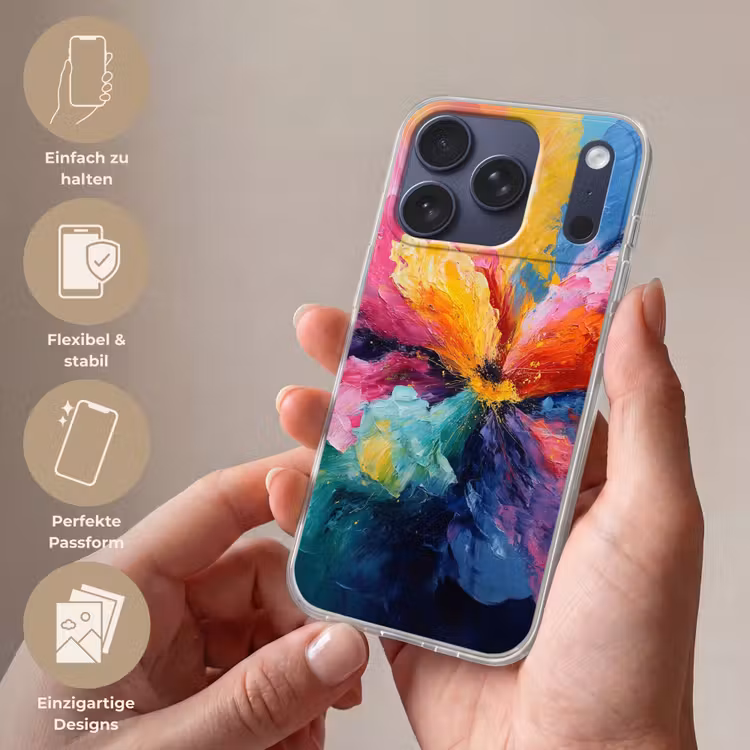 Bloemexplosie - Veelkleurig - Bewegend Telefoonhoesje iPhone 17 Pro klein -sfeer3_DE