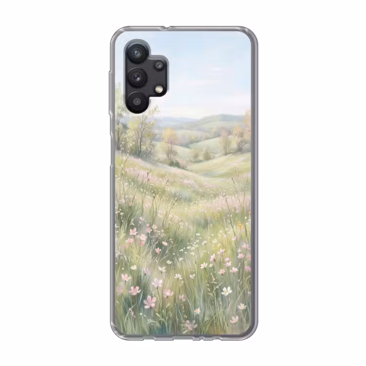 Bloemen veld - Bloemen - Groen Telefoonhoesje Samsung Galaxy A32 5G klein -3d