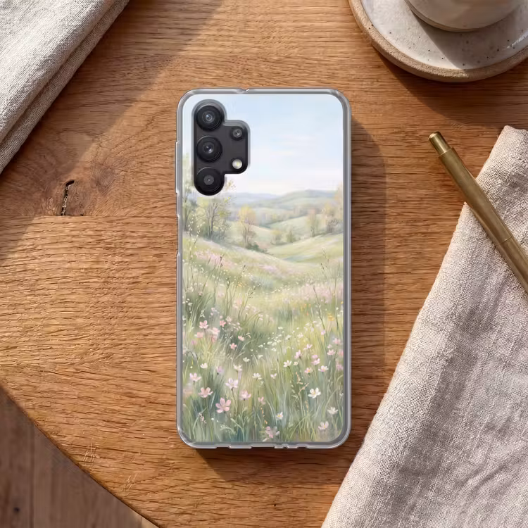 Bloemen veld - Bloemen - Groen Telefoonhoesje Samsung Galaxy A32 5G klein -sfeer1