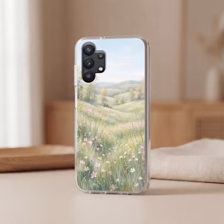 Bloemen veld - Bloemen - Groen Telefoonhoesje Samsung Galaxy A32 5G klein -sfeer2