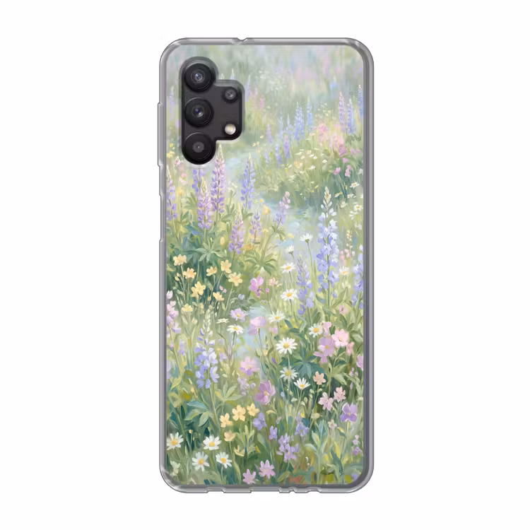 Bloemenveld - Heuvels - Kleurrijk Telefoonhoesje Samsung Galaxy A32 5G klein -3d