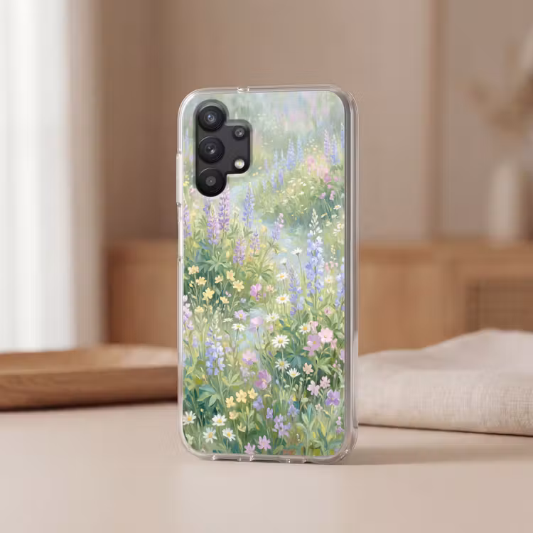 Bloemenveld - Heuvels - Kleurrijk Telefoonhoesje Samsung Galaxy A32 5G klein -sfeer2