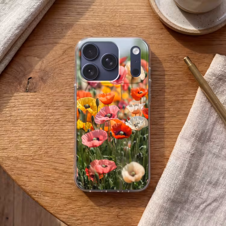 Bloemenveld - Klaprozen - Kleurrijk Telefoonhoesje iPhone 17 Pro klein -sfeer1