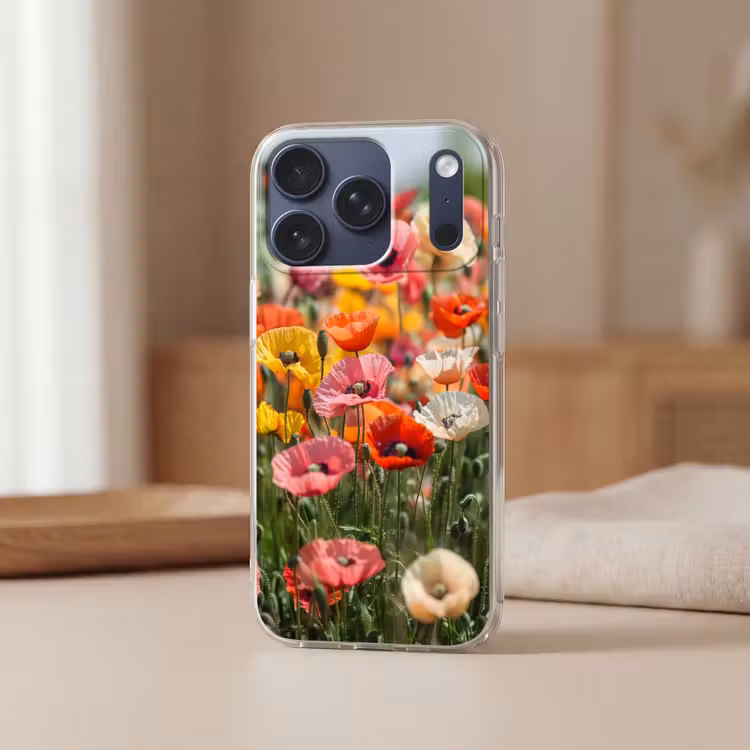 Bloemenveld - Klaprozen - Kleurrijk Telefoonhoesje iPhone 17 Pro klein -sfeer2