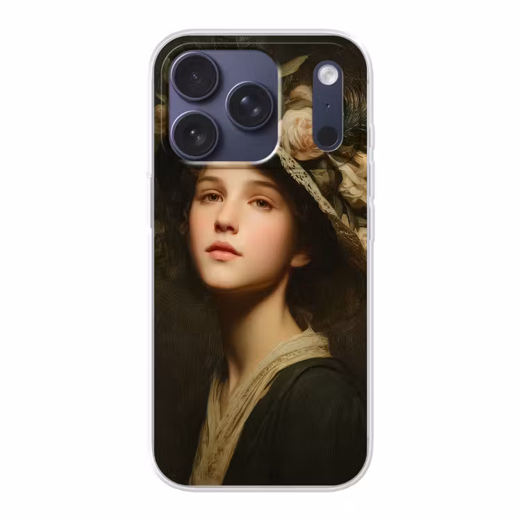 Bloemenhoed - Portret - Vrouw Telefoonhoesje iPhone 17 Pro klein -3d