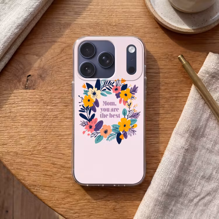 Bloemenkrans - Kleurrijk - Moeder Telefoonhoesje iPhone 17 Pro klein -sfeer1