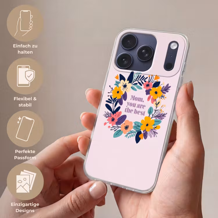 Bloemenkrans - Kleurrijk - Moeder Telefoonhoesje iPhone 17 Pro klein -sfeer3_DE