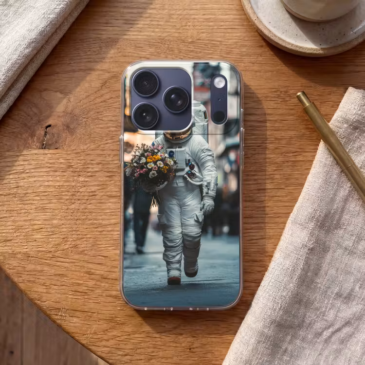Boeket - Bloemen - Kleurrijk - Astronaut Telefoonhoesje iPhone 17 Pro klein -sfeer1