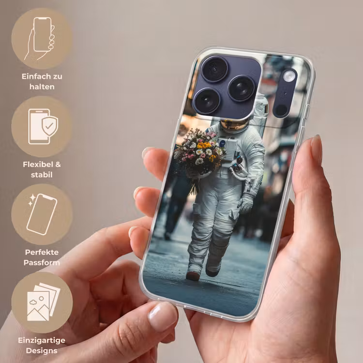 Boeket - Bloemen - Kleurrijk - Astronaut Telefoonhoesje iPhone 17 Pro klein -sfeer3_DE