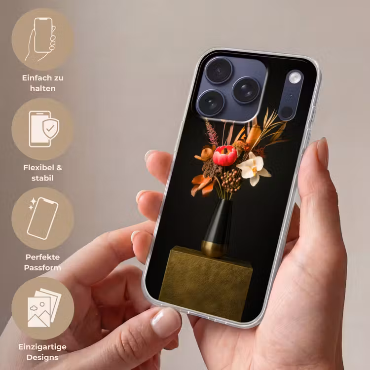 Boeket - Oranje - Gouden - vaas Telefoonhoesje iPhone 17 Pro klein -sfeer3_DE