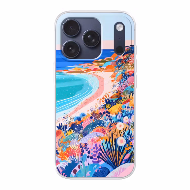 Bloemenweide - Zee - Zomers Telefoonhoesje iPhone 17 Pro klein -3d