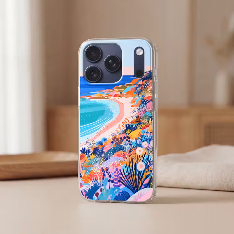 Bloemenweide - Zee - Zomers Telefoonhoesje iPhone 17 Pro klein -sfeer2