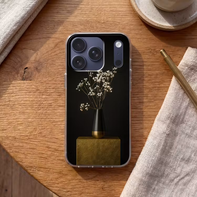 Bloembollen - Wit - Vaas - Minimalistisch Telefoonhoesje iPhone 17 Pro klein -sfeer1