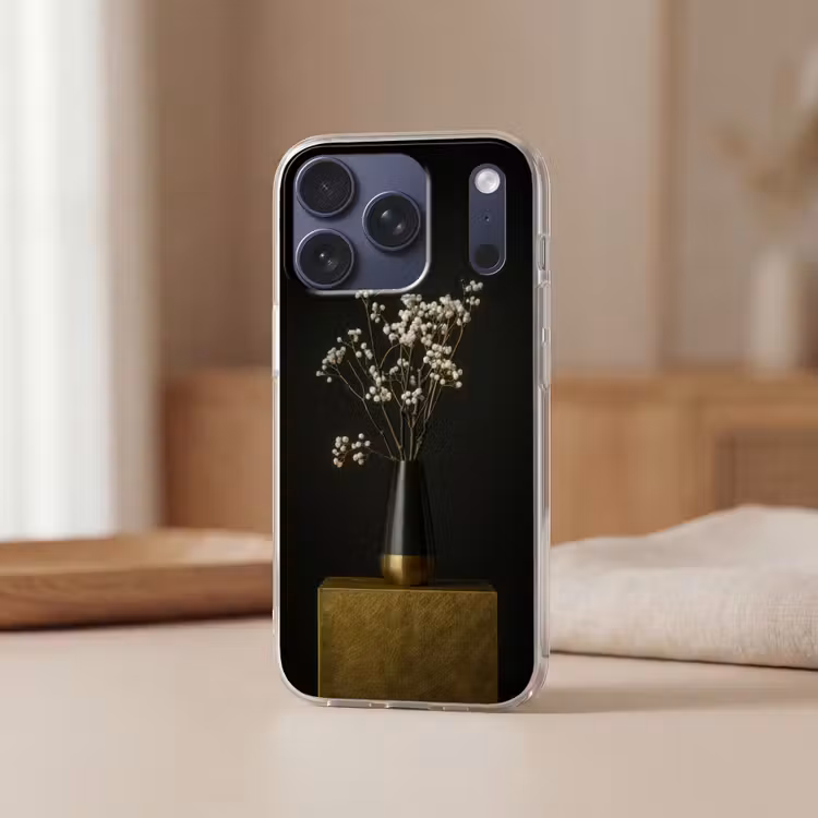 Bloembollen - Wit - Vaas - Minimalistisch Telefoonhoesje iPhone 17 Pro klein -sfeer2