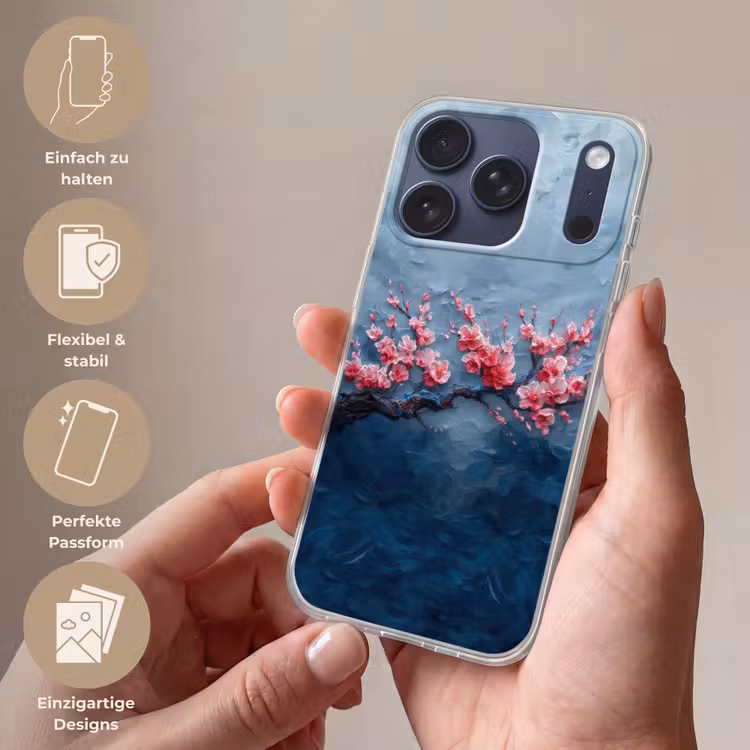 Bloesem - Bloem - Roze - Tak Telefoonhoesje iPhone 17 Pro klein -sfeer3_DE