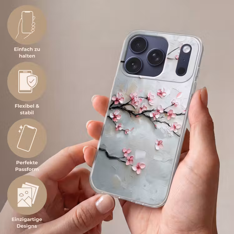 Bloesem - Kunstzinnig - Roze - Sakura Telefoonhoesje iPhone 17 Pro klein -sfeer3_DE